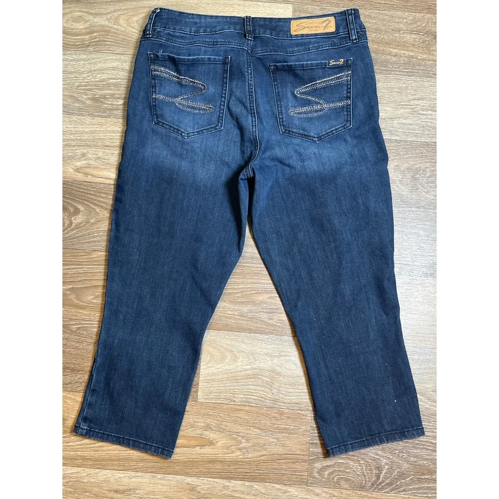 Seven7 Womens Skinny Crop Jeans Dark Wash Denim Boho Preppy Size 12